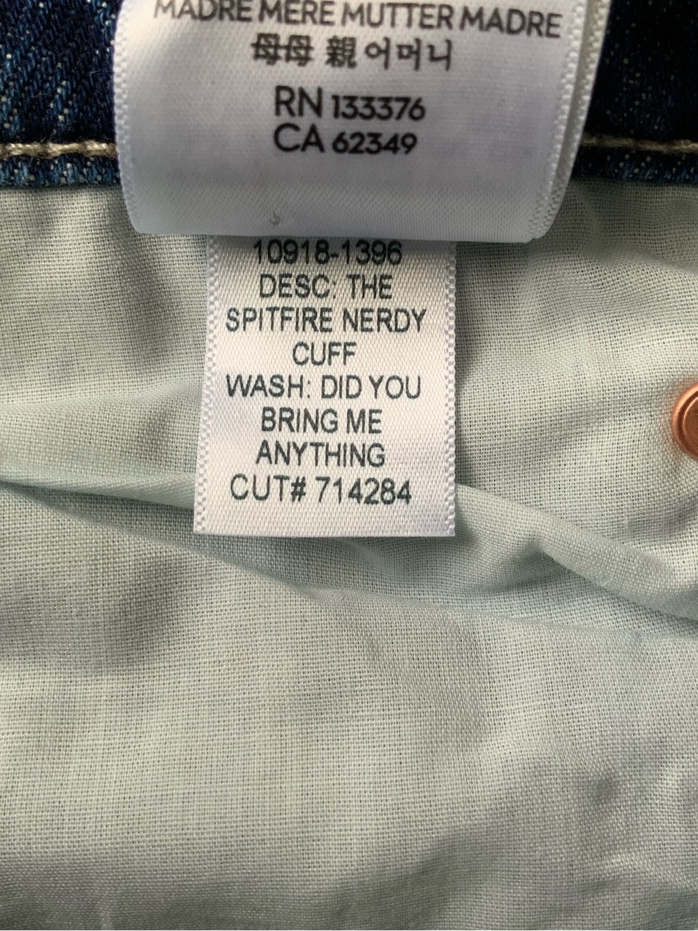 NWT MOTHER SUPERIOR Jeans Spitfire Nerdy Cuff Did You Bring Me Anything? Size 28 - Picture 10 of 14
